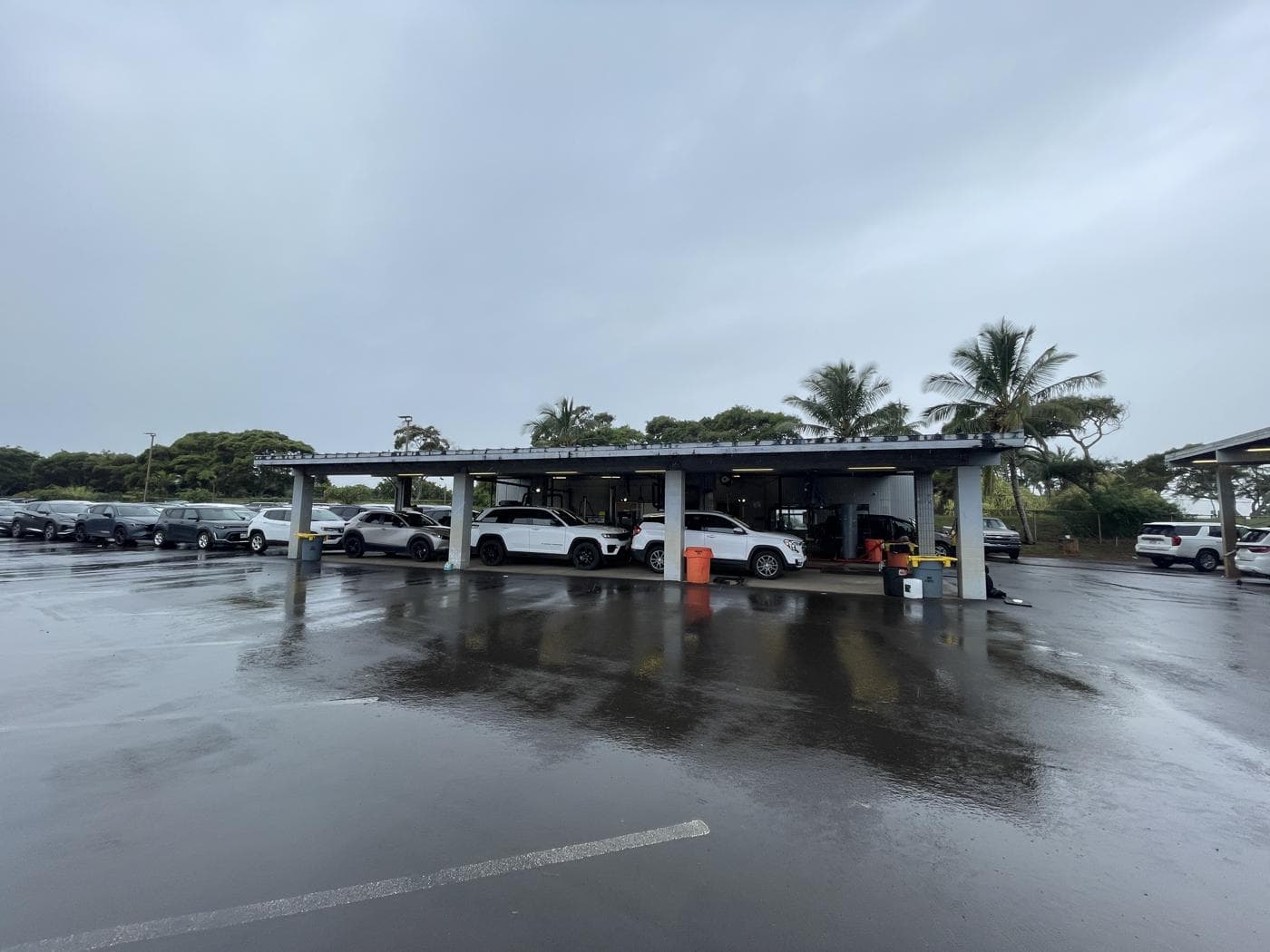 Existing the rental-car facility fueling and vehicle-servicing area before the proposed upgrade