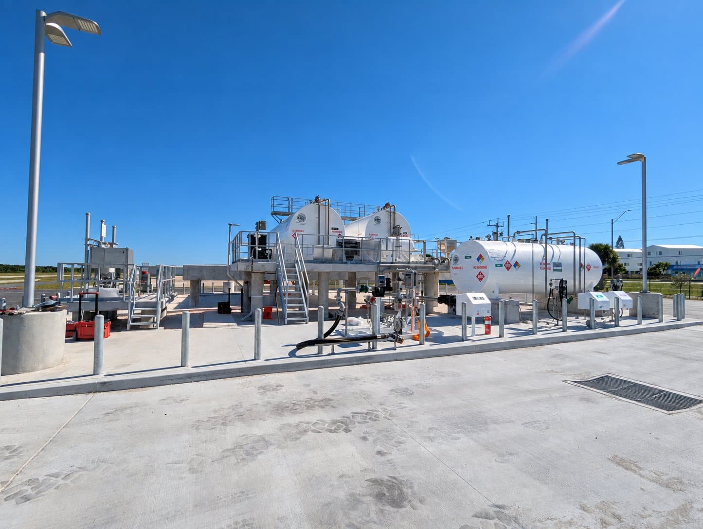 Aviation fuel storage tanks and piping at Million Air Marathon, Florida.