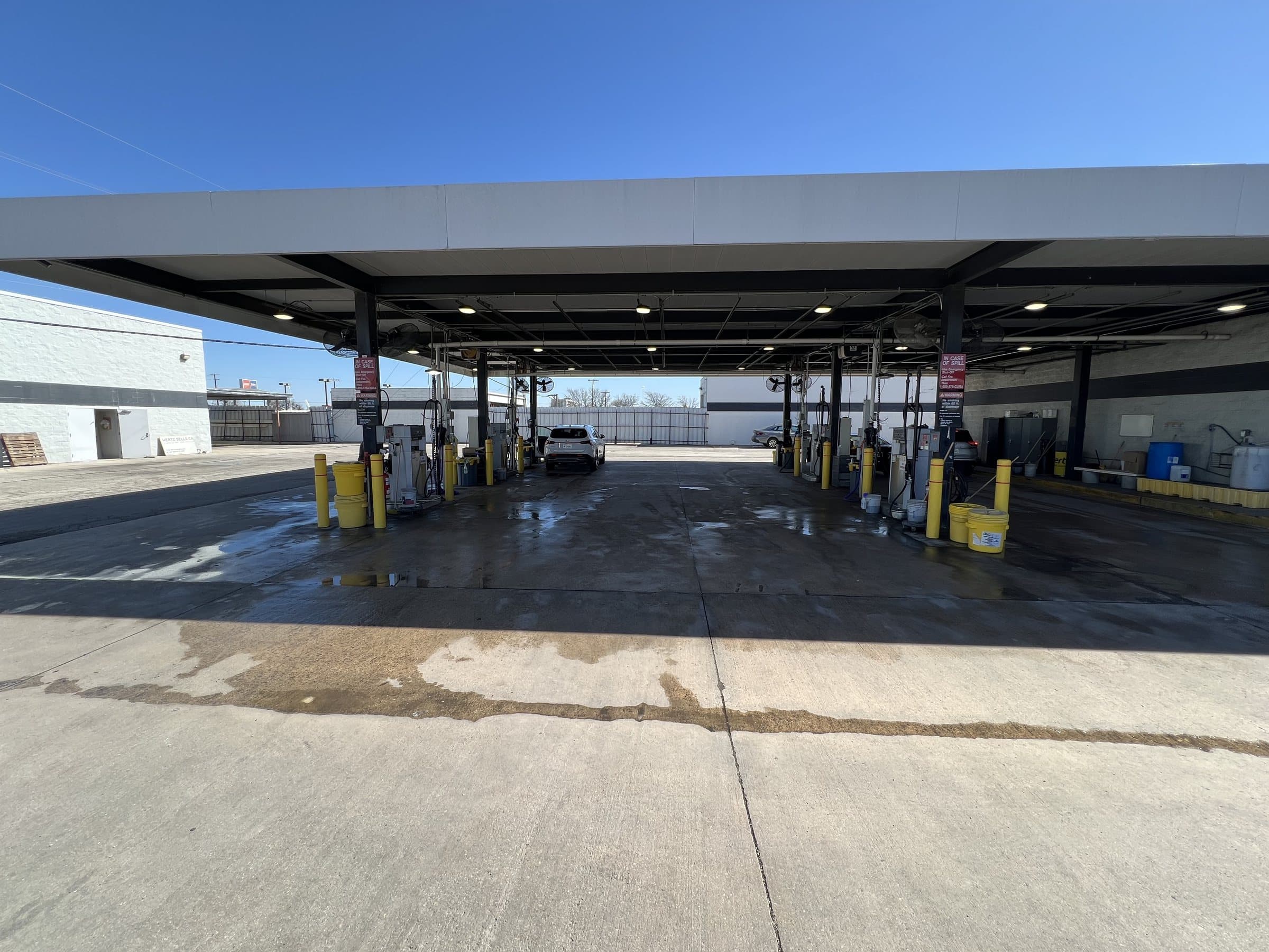Covered vehicle fueling islands.